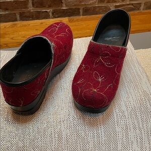 Dansko Red Floral Mules